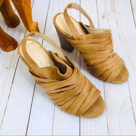 Coconuts by Matisse Mona Faux Suede Strappy Slingback Block Heels Size 9 - Picture 1 of 7
